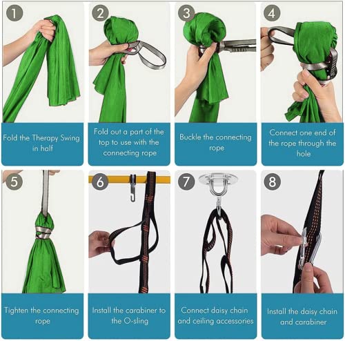 Sensory Swing for Kids and Adults Indoor Therapy Swing for Autistic Children Cuddle Swings Hammock Has Calming for ADHD Sensory Processing Disorder (Green Size:59