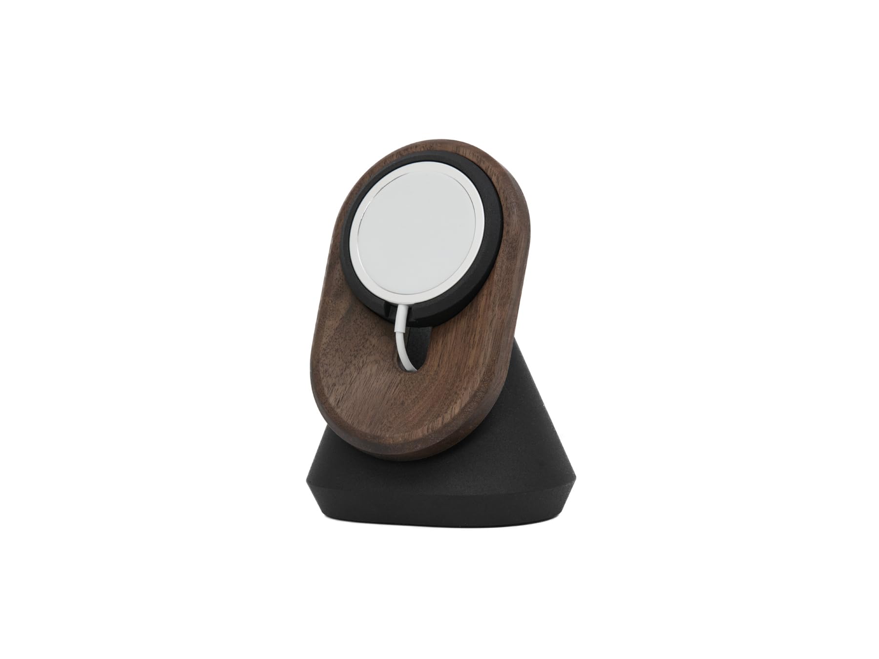 Oakywood Phone Holder Desk - Phone Stand for Desk – Handcrafted Wooden Mobile Phone Stand & Holder – Compatible with MagSafe & iPhone 12–16 Models – 10.4x8.1x13.9cm/4.1x3.2x5.5’ – Walnut