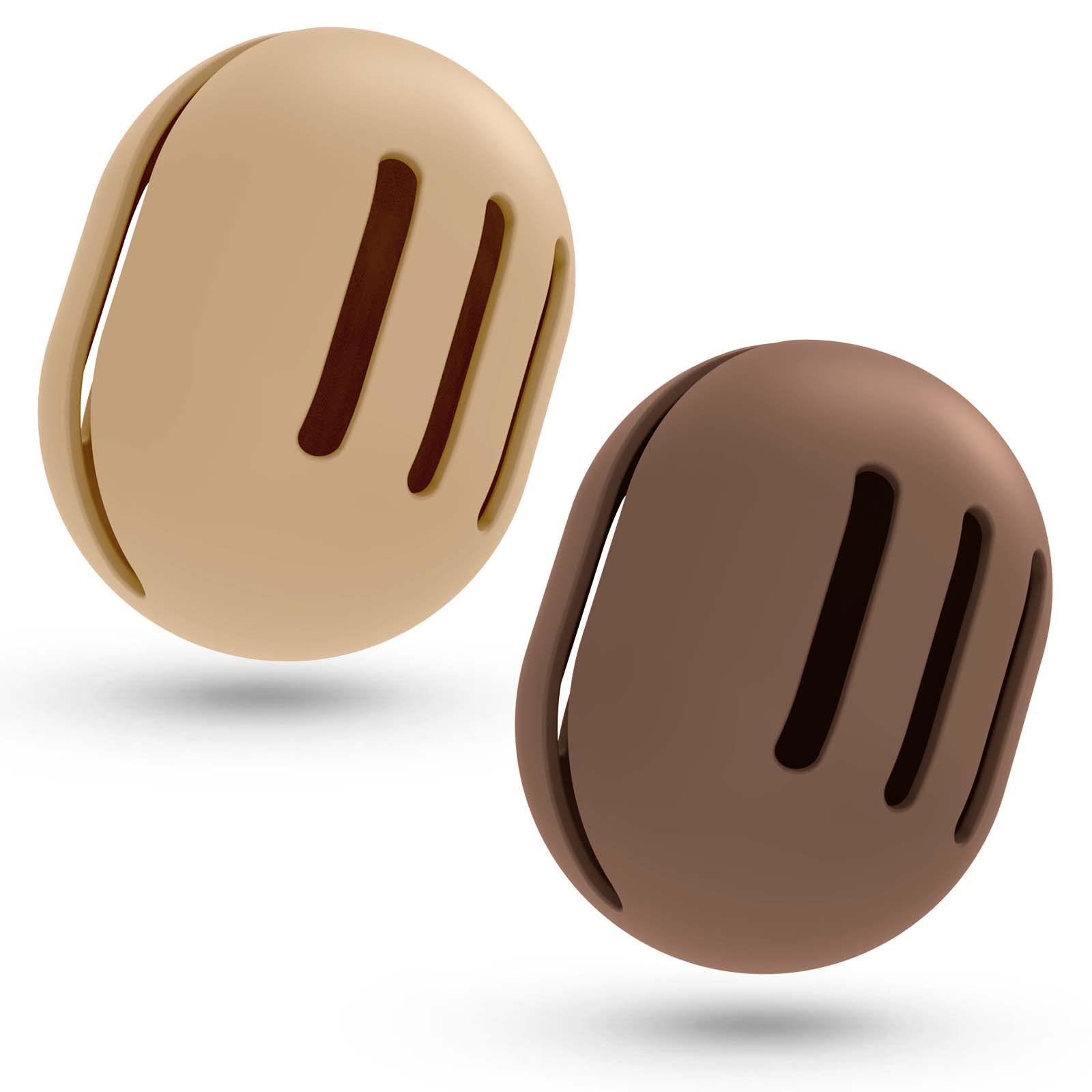 Fauxomor Makeup Sponge Holder,2PCS Double-sided Breathable Silicone Beauty Blender Case for Travel,Shatterproof Beauty Blender Holder for All Sponges Sanitary Reuse Easy to Carry,Khaki+Coffee