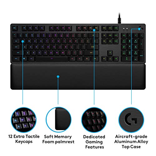 Logitech-G513-Teclado-Gaming-Mecanico-con-Reposamanos-RGB-Lightsync-Teclas-Retroiluminadas-Interruptores-GX-Blue-Aleacion-de-Aluminio-5052-Conexion-de-Paso-de-USB-Disposicion-QWERTY-Ingles