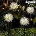 Solar Garden Lights Outdoor, 4 Pack Warm White Solar Powered Decorative Stakes Night Lights with Dandelion Flower, LED Landscape Lighting for Garden/Yard/Lawn/Patio/Walkway/Driveway/Backyard