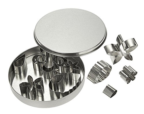 Juvale 12 Piece Set Stainless Steel Fondant Cookie Cutters/Sugarpaste Flower Cutters - Flower and Leaf Floral Shapes for Baking, Dessert Design, Molding, Cake Decoration and More - Silver