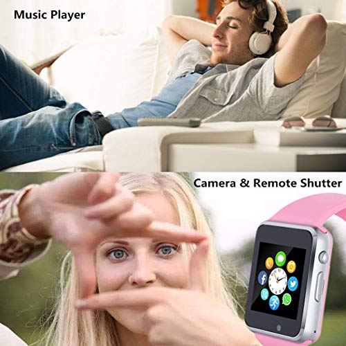 Smart Watch, Smartwatch Phone with SD Card Camera Pedometer Text Call Notification SIM Card Slot Music Player Compatible for Android Samsung Huawei and IPhone (Partial Functions) for Women Teens Girls - Thumbnail 5