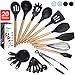 Kitchen Utensil Set - 9 Silicone Cooking Utensils for Non-stick Cookware. Wood Kitchen Utensils. BPA Free, Silicone Spatula Wooden Spoons Set Tongs. Best Chef Kitchen Gadgets Tool Set Gifts - ÉLEVER