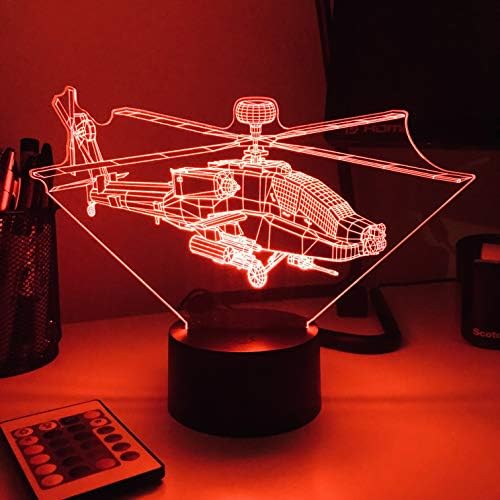 AH64 Apache Helicopter 3D Optical Illusion Lamp With Remote
