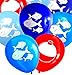 Nerdy Words Fish and Bobber Balloons (16 pcs) Fishing Party Decorations (Red, Navy, Dark Blue, Light Blue)