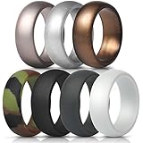 ThunderFit Silicone Wedding Ring for Men - 8.7mm Wide - 2.5mm Thick (Camo, White, Dark Gray, Black, Brown, Dark Silver, Silver - Size 9.5 - 10 (19.8mm))