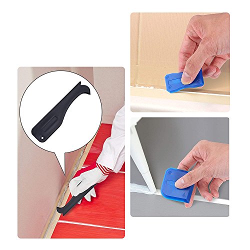SelfTek 17 Piece Caulking Tools Kit Grout Scraper, Caulk Remover, Caulk Nozzle, and Caulk Caps, Sealant Finishing Tool for Bathroom Kitchen Floor Sealing(Blue,Black,White,Red,Yellow) - Thumbnail 4