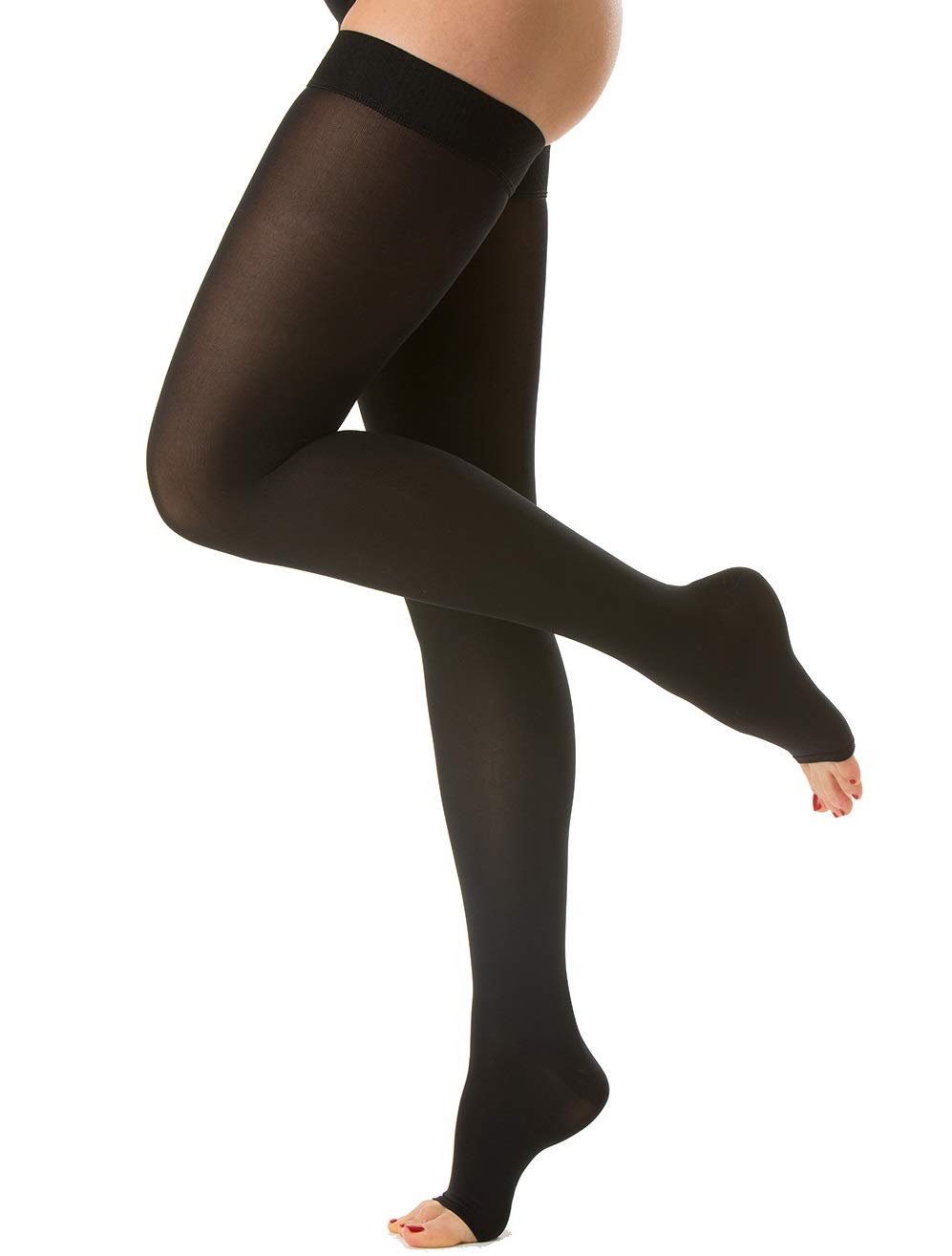 Relaxsan M2170A (Black 2-M) Soft microfibre open-toe medical compression hold up stockings - Class 2 (23-32 mmHg)