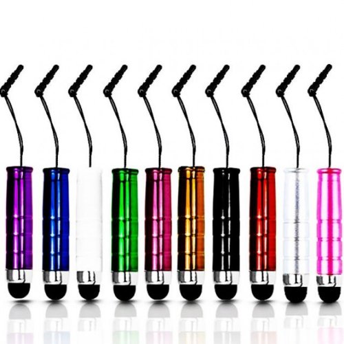 KING OF FLASH Capacitive/Resistive Touchscreen Mini Stylus Pens, Stylus on a String, Comes With 10 Colored Styluses