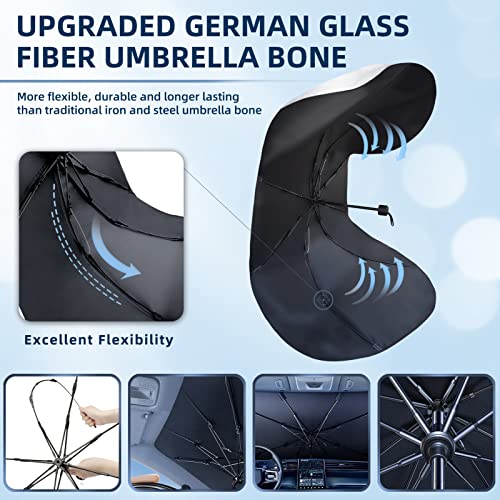 Yibaodan Car Windshield Sun Shade, Umbrella Sun Shade Protect Car from Sun Rays Damage - Blocks UV Rays Heat Keep Vehicle Cool, Fits Most Vans SUVs Truck(57\