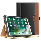 MoKo Case for iPad 9.7 2018/2017 - Slim Folding Stand Folio Cover Case for Apple iPad 9.7 Inch (iPad 5, iPad 6) with Document Card Slots, Multiple Viewing angles, BLACK & BROWN