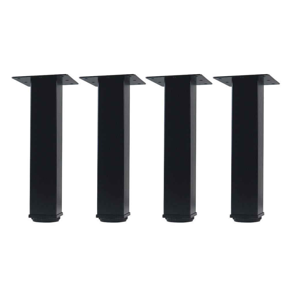 Photo 1 of QLLY 8 inch Adjustable Metal Furniture Legs, Square Office Table Furniture Leg, Desk Leg, Set of 4 (Black)