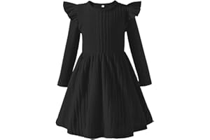 Kionio Toddler Girl Christmas Dress Baby Sweater Dresses Ruffle Ribbed Knit Long Sleeve A-Line Swing Fall Winter