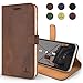 Snakehive Genuine Leather Wallet Case for iPhone X/XS – Flip Cover with Card Slots & Stand (Brown)