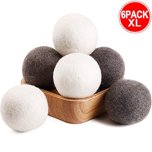 Wool Dryer Balls 6-Pack - Natural Fabric Softener, Organic Dryer Balls, XL Laundry Dryer Balls, 100% New Zealand Wool Handmade Balls-Reduce Wrinkles and Saves Drying Time, Alternative to Plastic Ball - Thumbnail 6