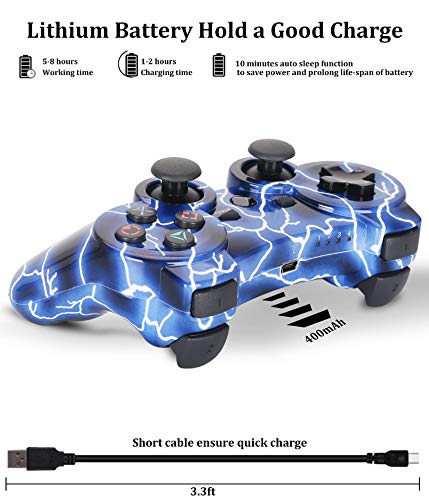 PS3 Controller Wireless - OUBANG Best PS3 Remote Sixaxis Control Gamepad for Playstation 3 (Spark Blue)