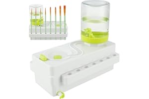 UTOSDAY Paint Brush Cleaner, Paint Brush Washer, Brush Rinser with 10 Brushes, Paint Brush Rinser with Drain, Multifunctional Paint Brush Scrubber, Water Cycle Rinser for Acrylic Art Supplies ((WhiteGreen)