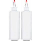 Condiment Squeeze Bottles, 8 OZ Empty Squirt Bottle, Red Top Cap, Leak Proof - for Ketchup, Mustard, Syrup, Sauces, Dressing,