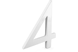 Montague Metal Products MHN-04-F-WE1-4 Solid Brushed Aluminum Modern Floating Address House Numbers, 4", Powder Coated White