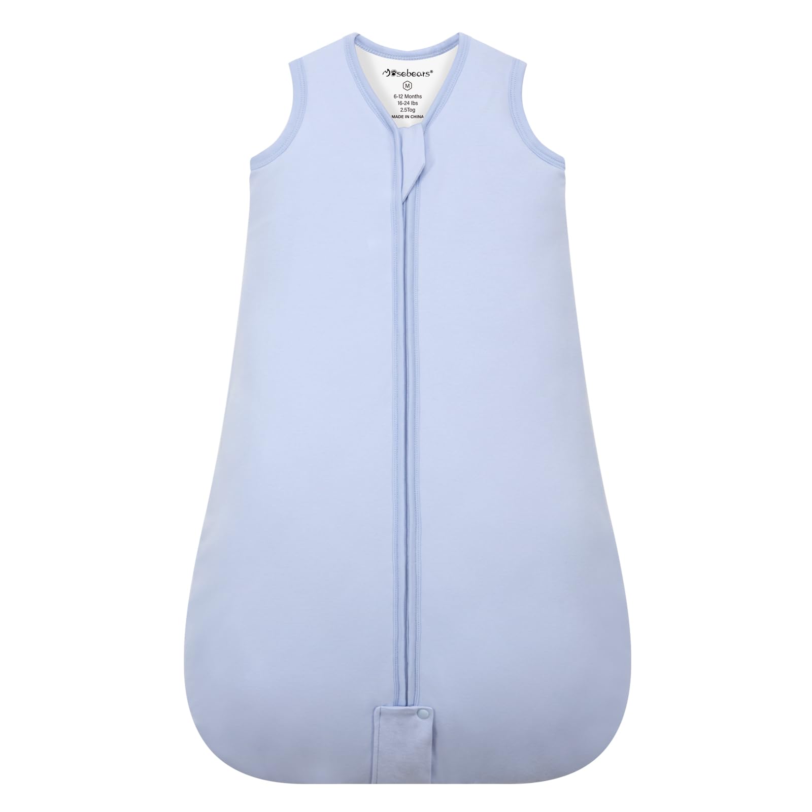 Mosebears Baby Winter Sleeping Bag 2.5 Tog,Toddler Sleep Sack Wearable Blanket 100% cotton baby sleeping bag for Babies 0-24 Months(Blue Fog,12-18 Months) — image 1