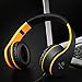 Headphones, Sound Intone Headphones with Microphone, Foldable Headset with Inline Volume Control Strong Low Bass for iPhone iPad Smartphones Laptop Mp3/4 (Black Orange)