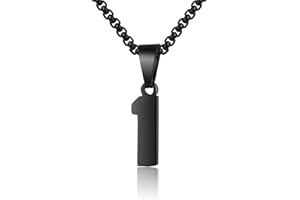 SUSOOK Number Necklace for Boy Black Athletes Number Stainless Steel Chain 00-99 Number Charm Pendant Personalized Sports Jewelry for Men Basketball Baseball Football