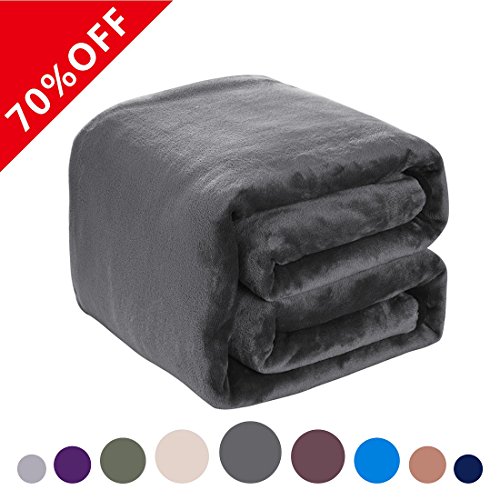 DREAMFLYLIFE Luxury Fleece Blanket 380GSM Winter Thick Blanket Super Soft Blanket Bed Warm Blanket Couch Blanket for All Season Dark Grey Queen-Size, 90x90 in