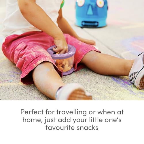 Munchkin 2 Pack Snack Catchers | Toddler Snack Box & Jar for Baby-LED Weaning | Food Containers | BPA Free Jar with Handles | Anti-Spill - Pink/Purple
