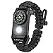 A2S LEDway Paracord Bracelet Tactical Survival Gear Kit 6-IN-1-70% Larger Compass LED SOS Emergency Function Flashlight & Whistle (Black)