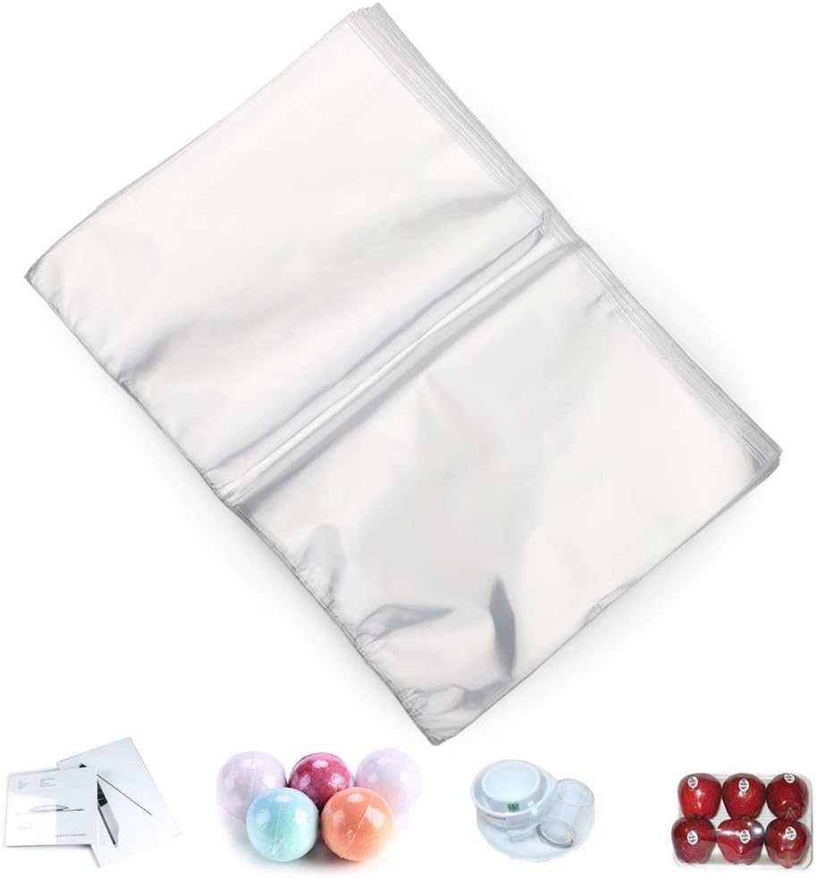 COQOFA POF Small Heat Shrink Wrap Bags 4x4 inch 200 pcs 100 Gauge Clear Non Toxic Soft for Soaps Cookies Crafts DIY Homemade Gifts