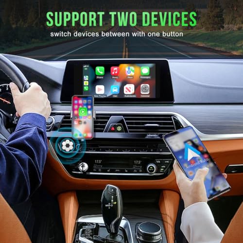 Carplay Inalambrico Android Auto Adaptador2 en 1, Alternar entre 2-Móvil | 2026 Nuevo Mini Plug & Play, Conexión Automática Rápida y Estable USB C/A para Coches con CarPlay con Cable