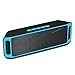 Portable Bass Dual Stereo Speaker Wireless Bluetooth Speaker Support Handsfree FM Radio AUX USB TF Card Mic for IOS Android Phone (Blue&Black)