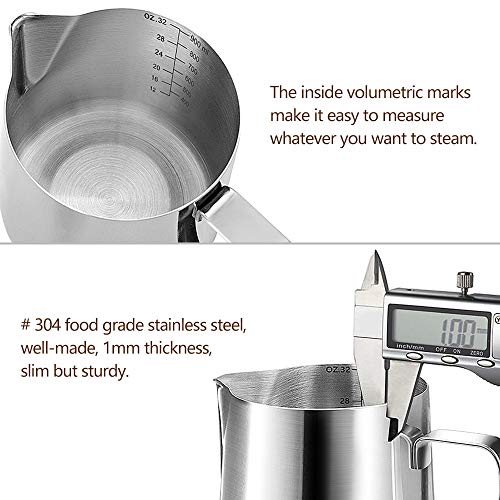 Milk Frothing Pitcher, HOOMIL Stainless Steel Espresso ...