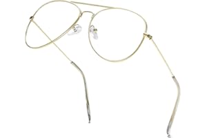 AISSWZBER Clear Aviator Glasses Lens Premium Classic Metal Frame Eyeglasses