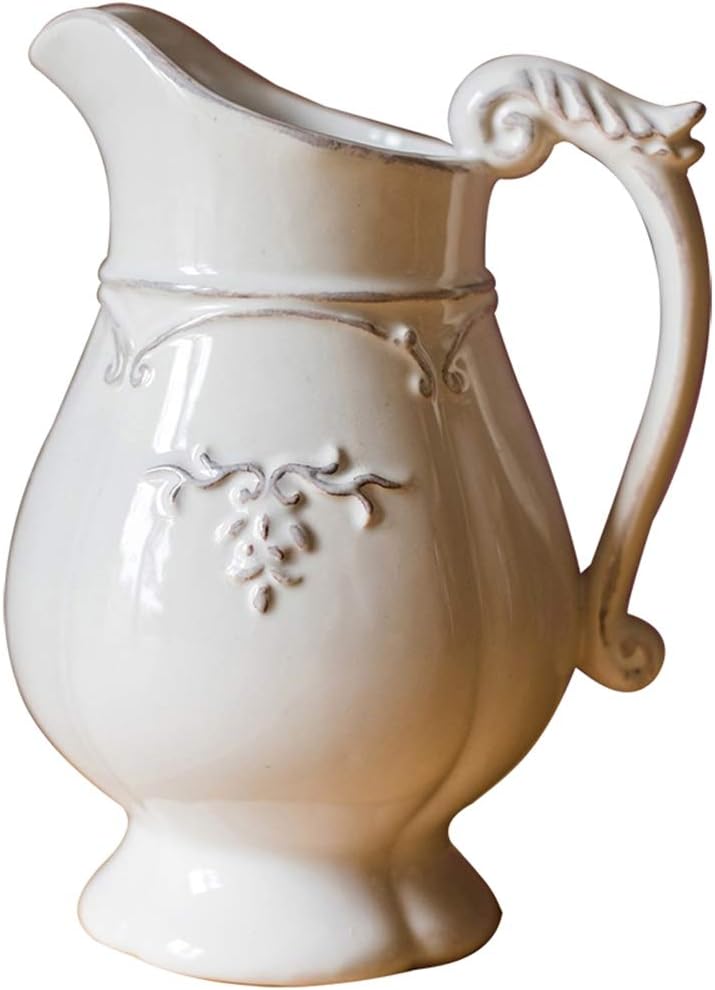 Edan Whittum Shabby Chic Ceramic Flower Pitcher Primitive Jug Vase Classy Designed Wine jug Kettle for Home Decoration