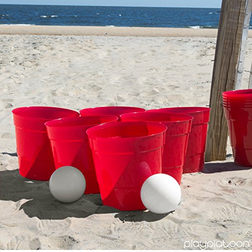 Play Platoon Giant Yard Pong Set 12 Buckets & 2 Balls for Lawn Beer