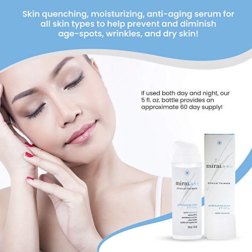 Anti-Aging Body Serum | Skin Moisturizer with Hyaluronic Acid, Jojoba Oil & Persimmon | Purifying & Deodorizing Body Serum by Mirai Clinical | 5oz