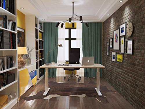 Sunon 63'' x 29.5" Table Top Laminate Top Executive Office Desktop Height Adjustable Electric Standing Desk Frame DIR38149073WH (Light Oak) - Thumbnail 4