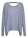 Choies Women Gray Knot Open Back Casual Long Sleeve Knit Loose Pullover Top Blouse S