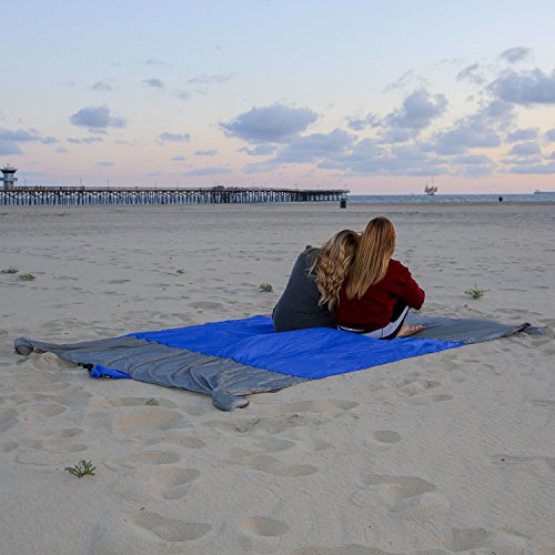 Oversized Beach Blanket: Outdoor Travel Blanket + Microfiber Towel in Carry Pouch| 7'X9' Sandproof Water/Wind Resistant Parachute Nylon Beach Mat For Picnic, Hiking, Camping - Thumbnail 5