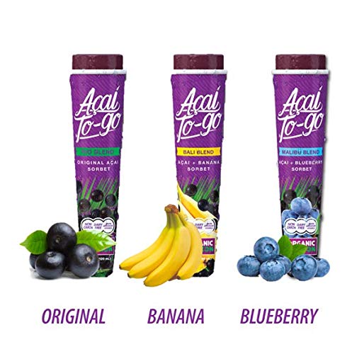 Acai To-Go Berry Puree Tubes by GlacierBox - Organic, Dairy Free Frozen Sorbet, 24 Count