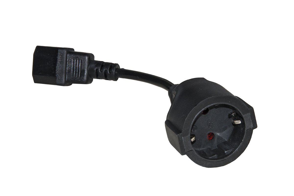 LINK 15 cm Power Adapter Cable - Schuko Female to IEC C14 Male, 4-pin, Black, Indoor Use, Adapter Cable