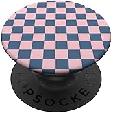 Classic Checkered Checker Checkerboard Wavy Blue and Pink PopSockets Adhesive PopGrip