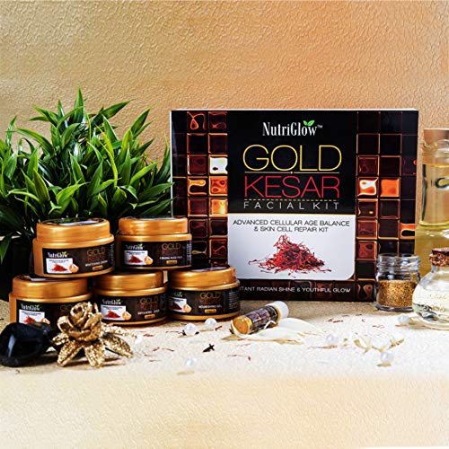 NutriGlow Gold Kesar Facial Kit (250gm + 10ml) with Bleach Cream (43gm) & Face Wash (65ml), All Skin Types (Pack Of 3) 2 NutriGlow Gold Kesar Facial Kit (250gm + 10ml) with Bleach Cream (43gm) & Face Wash (65ml), All Skin Types (Pack Of 3) - Image 2