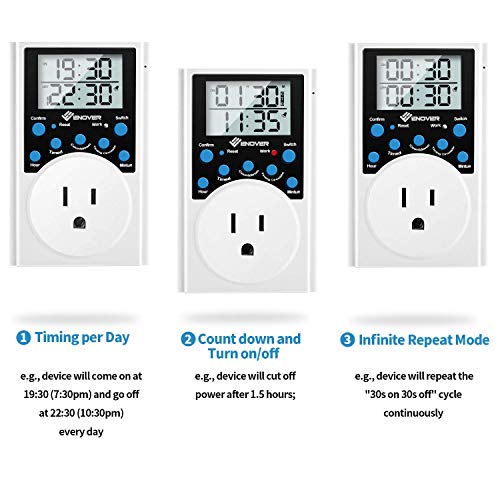 image for Enover Intermittent Light Timer Programmable Electrical Plug-in Digita