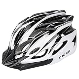GIORO Ultralight Adult Cycling Bike Helmet for Men Women Specialized Road Urban Mountain Bicycle Safety Protection Certified with Removable Visor and Quick Release Adjustable Strap (Black & White)