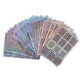 3 Sheets New Nail Hollow Irregular Grid Stencil Reusable Manicure Stickers