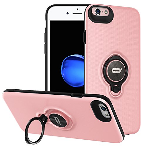 iPhone 6s Plus/6 Plus Case with Ring Holder Kickstand, 360 Degrees Rotating Ring Holder Grip Case Ultra Slim Thin Hard Cover for iPhone 6s Plus/6 Plus (5.5inch) (Pink)