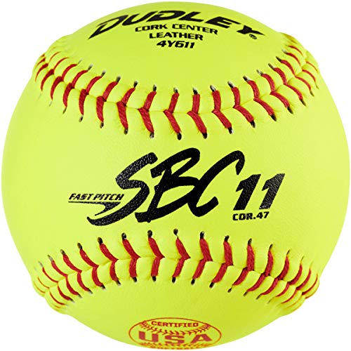 Dudley ASA SBC leather11-inch gelb Fast Pitch Softball, 47/375-pounds, rot Stitch 1 Dutzend